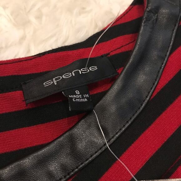 Spense sleeveless contrasting striped dress with faux leather trim size 8 - Picture 4 of 6